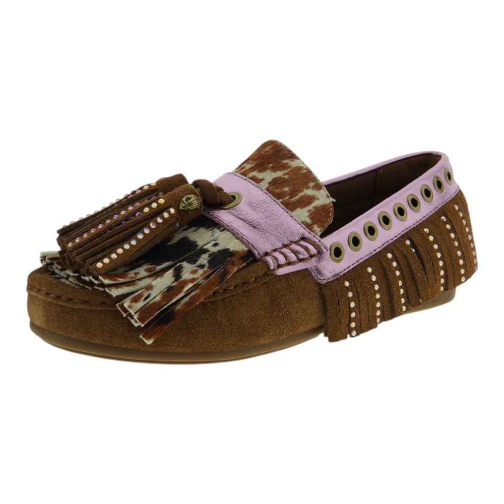 Mocasines marrón mujer Kurt Geiger con flecos y borlas foto 3