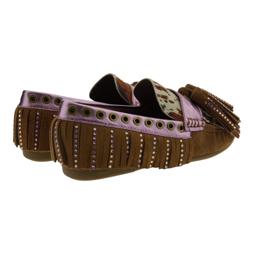 Mocasines marrón mujer Kurt Geiger con flecos y borlas foto 4