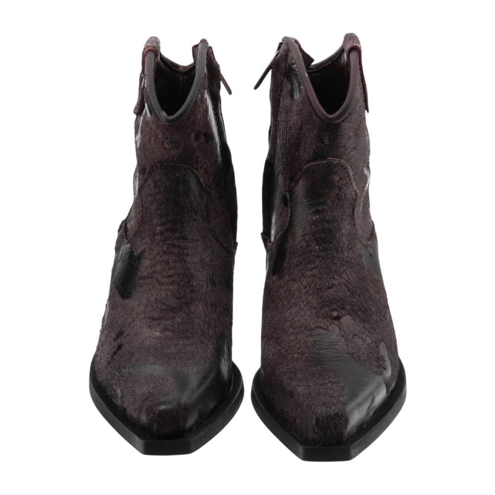 Botines cowboy piel burdeos tacón Zoe foto 2