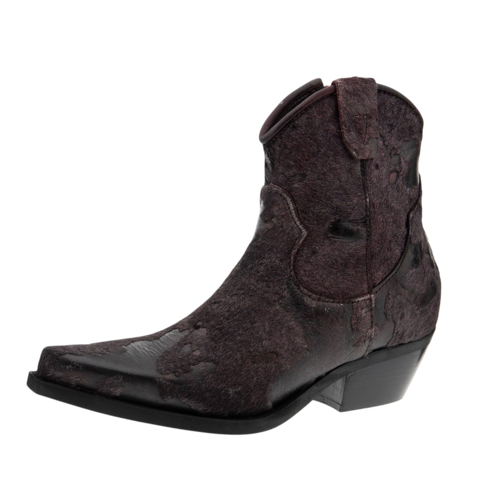 Botines cowboy piel burdeos tacón Zoe foto 3