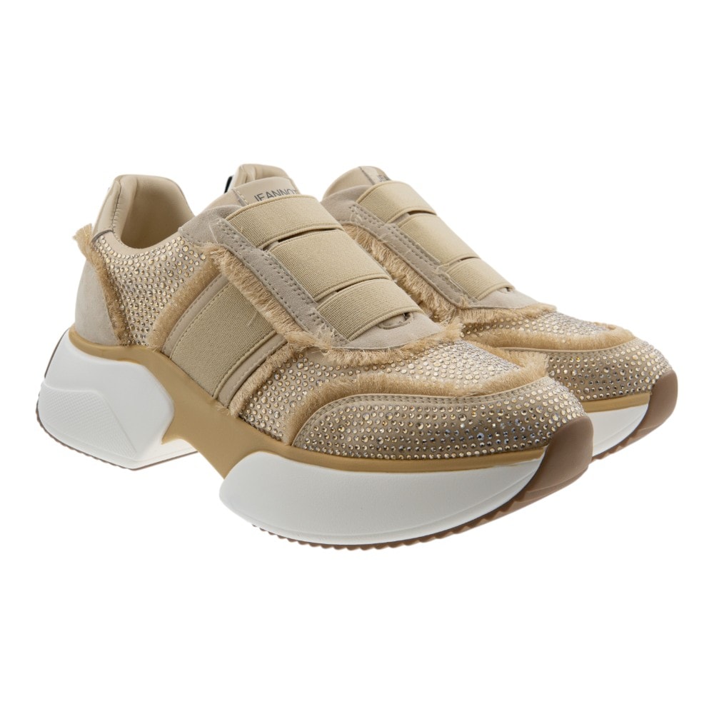 Sneakers beige strass y elásticos mujer Jeannot TJ502