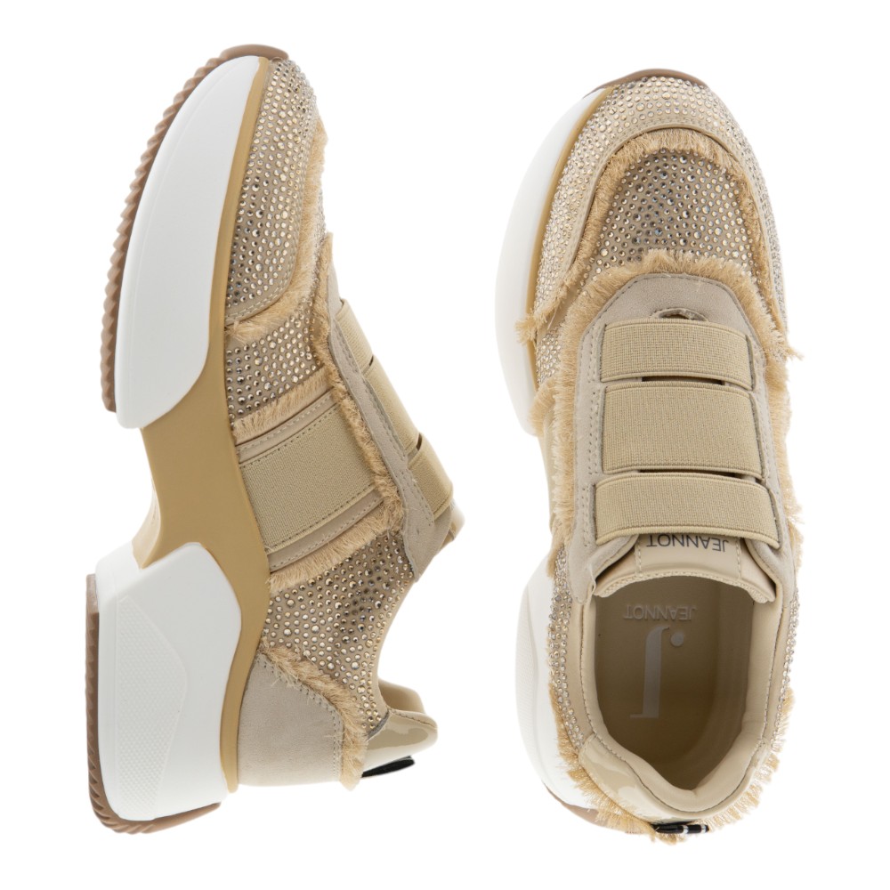 Sneakers beige strass y elásticos mujer Jeannot TJ502 foto 2