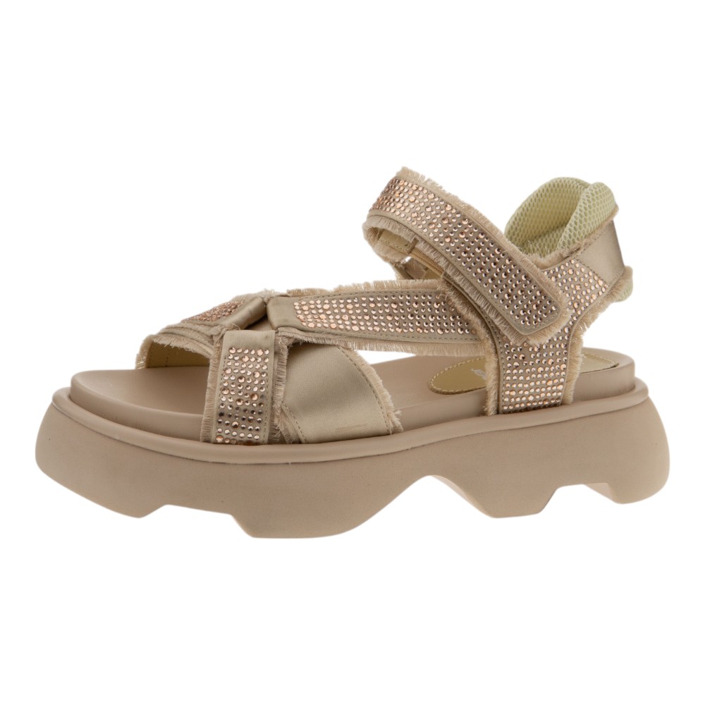 Sandalias mujer plataforma beige con strass | Gallery Carrile foto 3