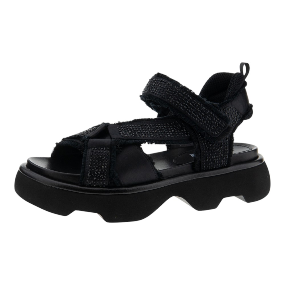 Sandalias plataforma mujer Jeannot negras con strass – Exclusividad y confort foto 3