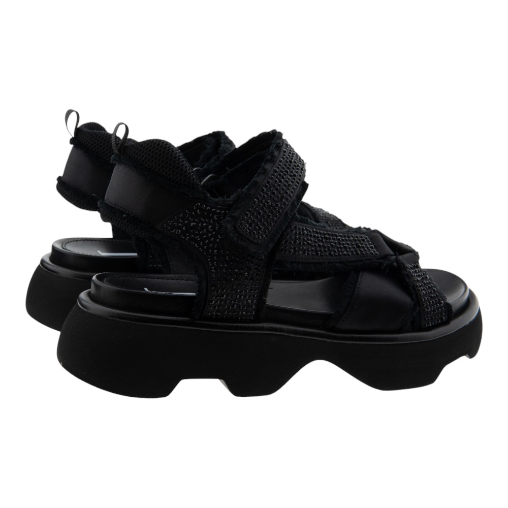 Sandalias plataforma mujer Jeannot negras con strass – Exclusividad y confort foto 4