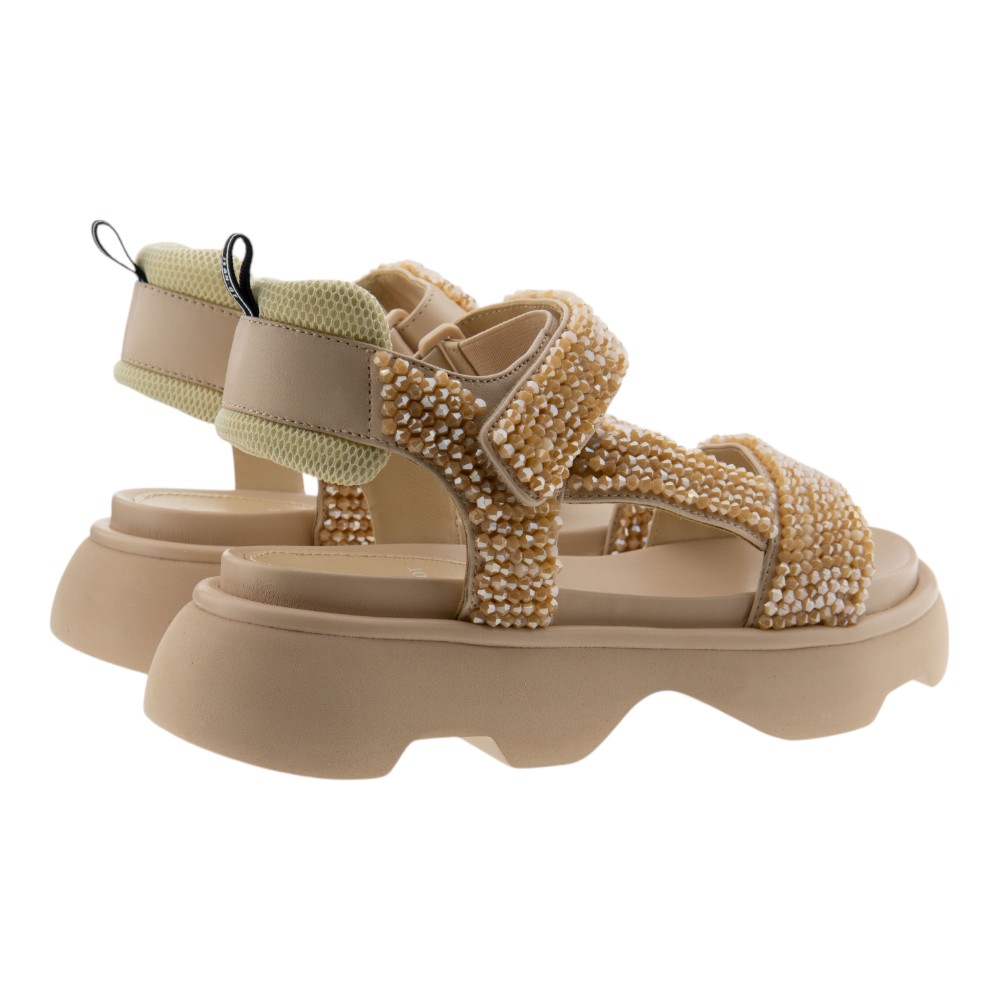 Sandalias plataforma mujer Jeannot beige elegantes y cómodas foto 4