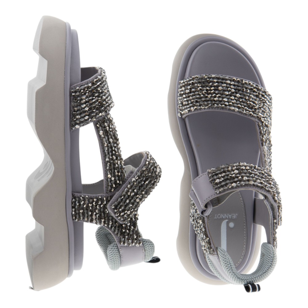 Sandalias plataforma mujer Jeannot con pedrería gris – Gallery Carrile foto 2