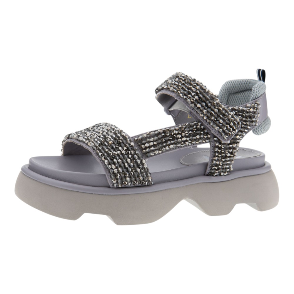 Sandalias plataforma mujer Jeannot con pedrería gris – Gallery Carrile foto 3