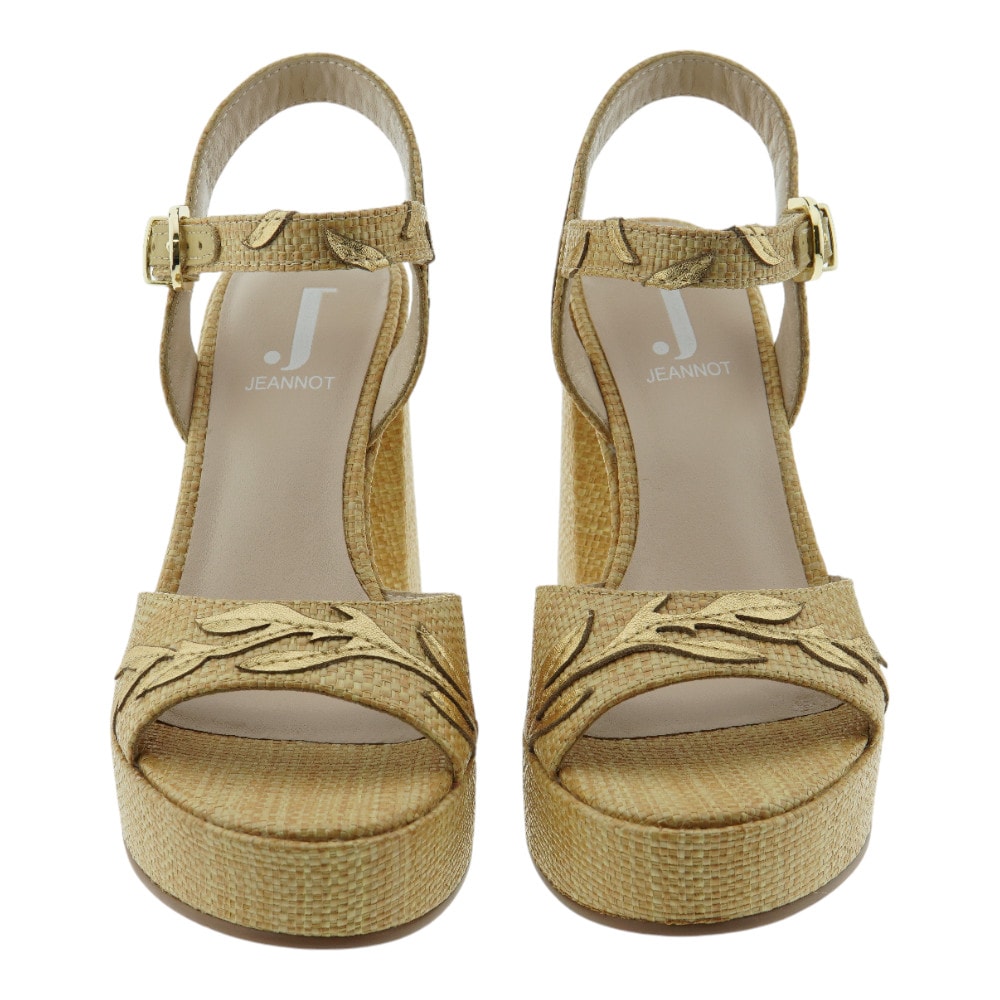 Descubre las Sandalias de Tacón y Plataforma Jeannot en Rafia Beige foto 2
