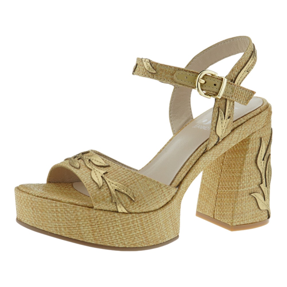 Descubre las Sandalias de Tacón y Plataforma Jeannot en Rafia Beige foto 3