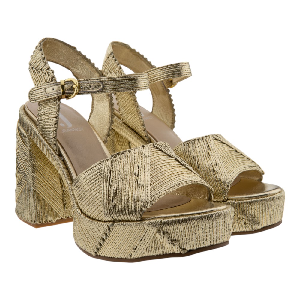 Sandalias tacón y plataforma mujer doradas Jeannot TJ546