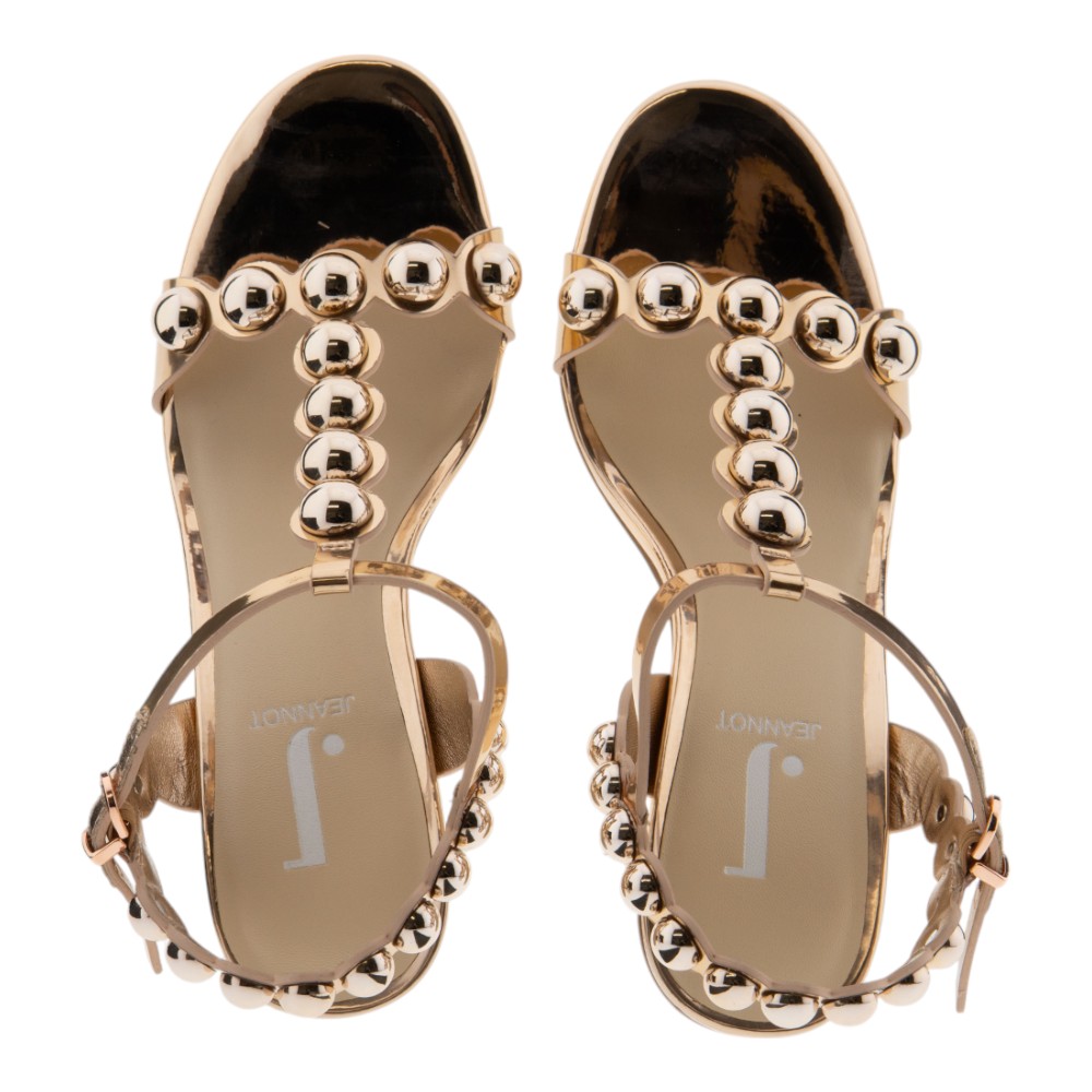 Sandalias tacón mujer Jeannot doradas | Elegancia metálica con estilo foto 2