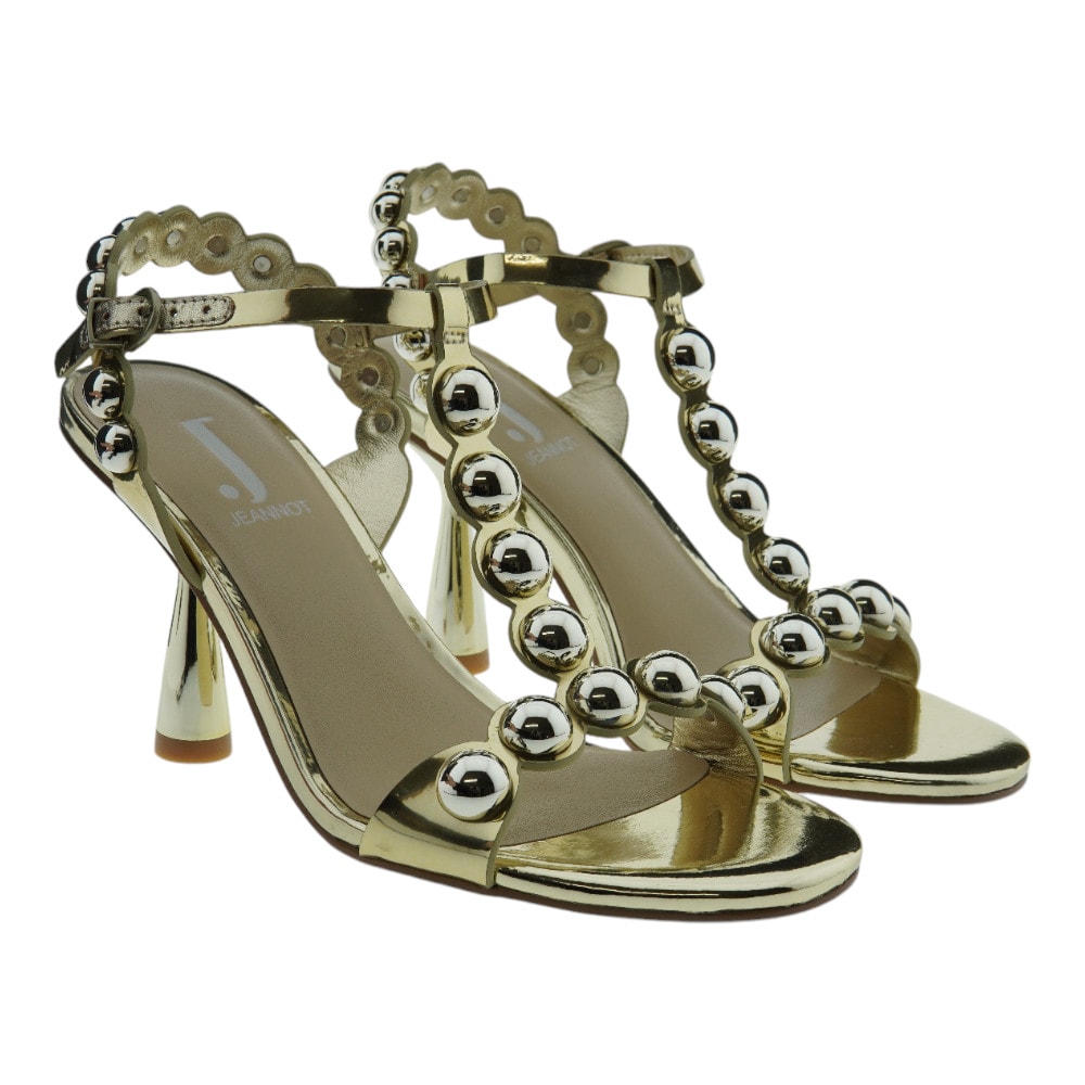 Sandalias doradas tacón y esferas Jeannot TJ647