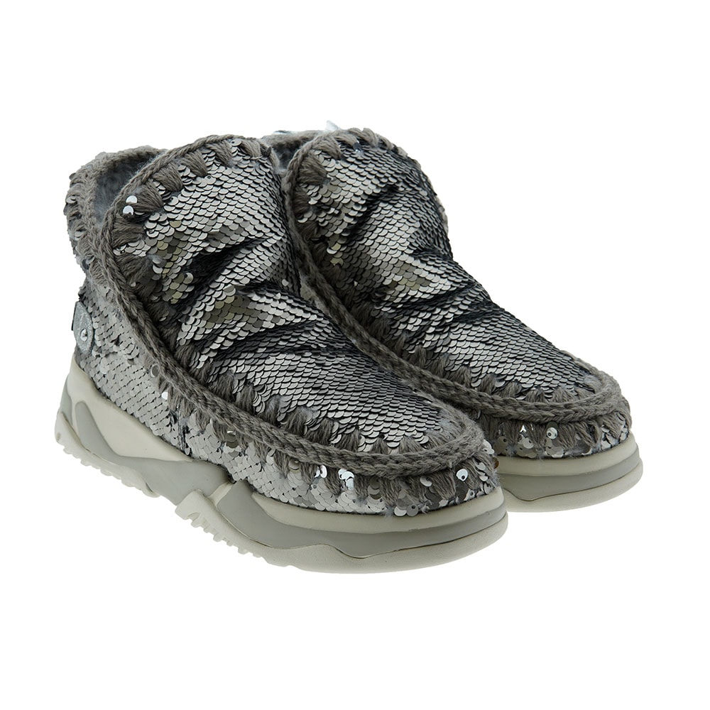Botín sport lentejuelas piel cordero Mou Trainer Sequins Logo