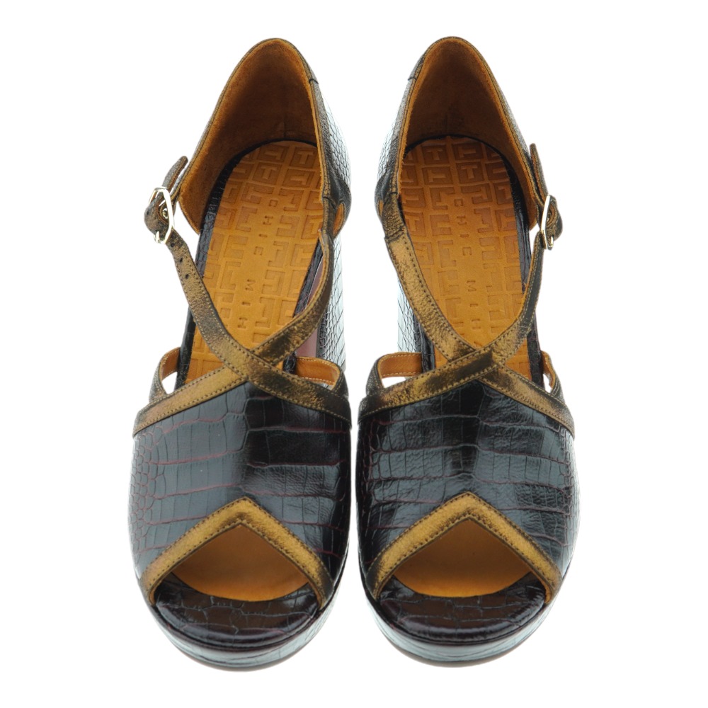Zapato tacón abierto cruzado hebilla Chie Mihara Usho foto 2