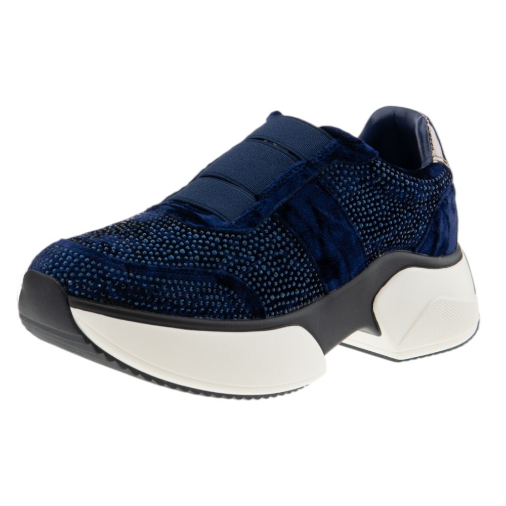 Sneakers azul marino de mujer con brillo y suela gruesa – Jeannot foto 3