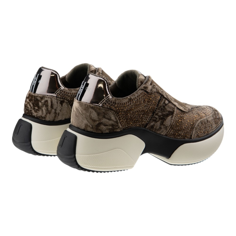Sneakers mujer con suela gruesa y brillos kaki – Jeannot foto 4