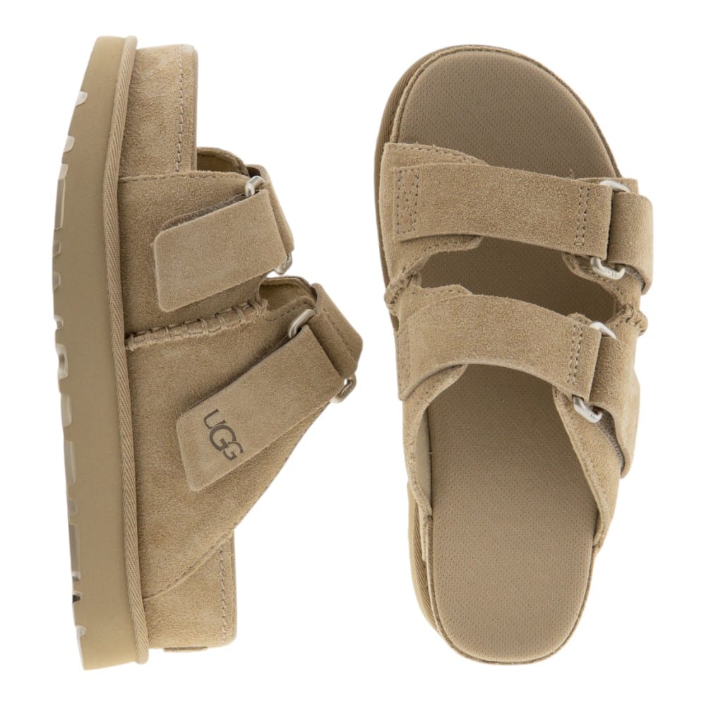 Sandalias plataforma mujer Ugg beige con doble tira ajustable foto 2