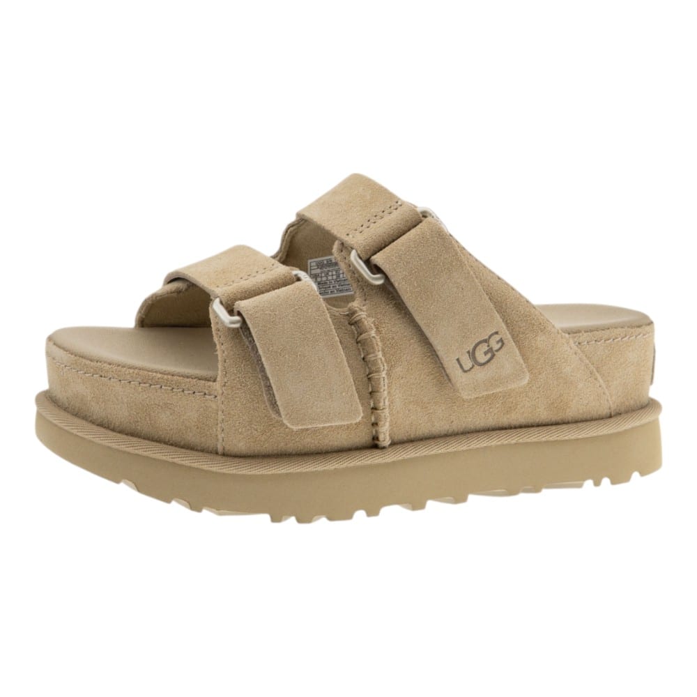 Sandalias plataforma mujer Ugg beige con doble tira ajustable foto 3