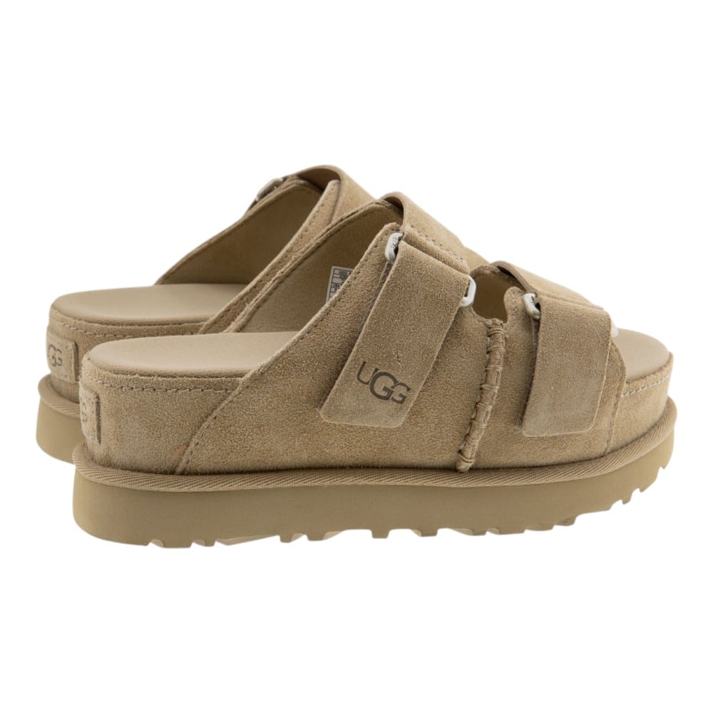 Sandalias plataforma mujer Ugg beige con doble tira ajustable foto 4