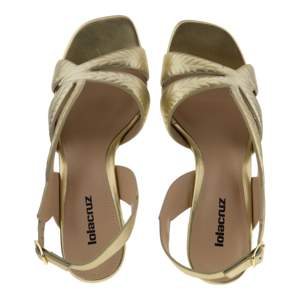 Sandalias Tacón Mujer Lola Cruz Doradas | Elegancia y Estilo Natural en Gallery foto 2