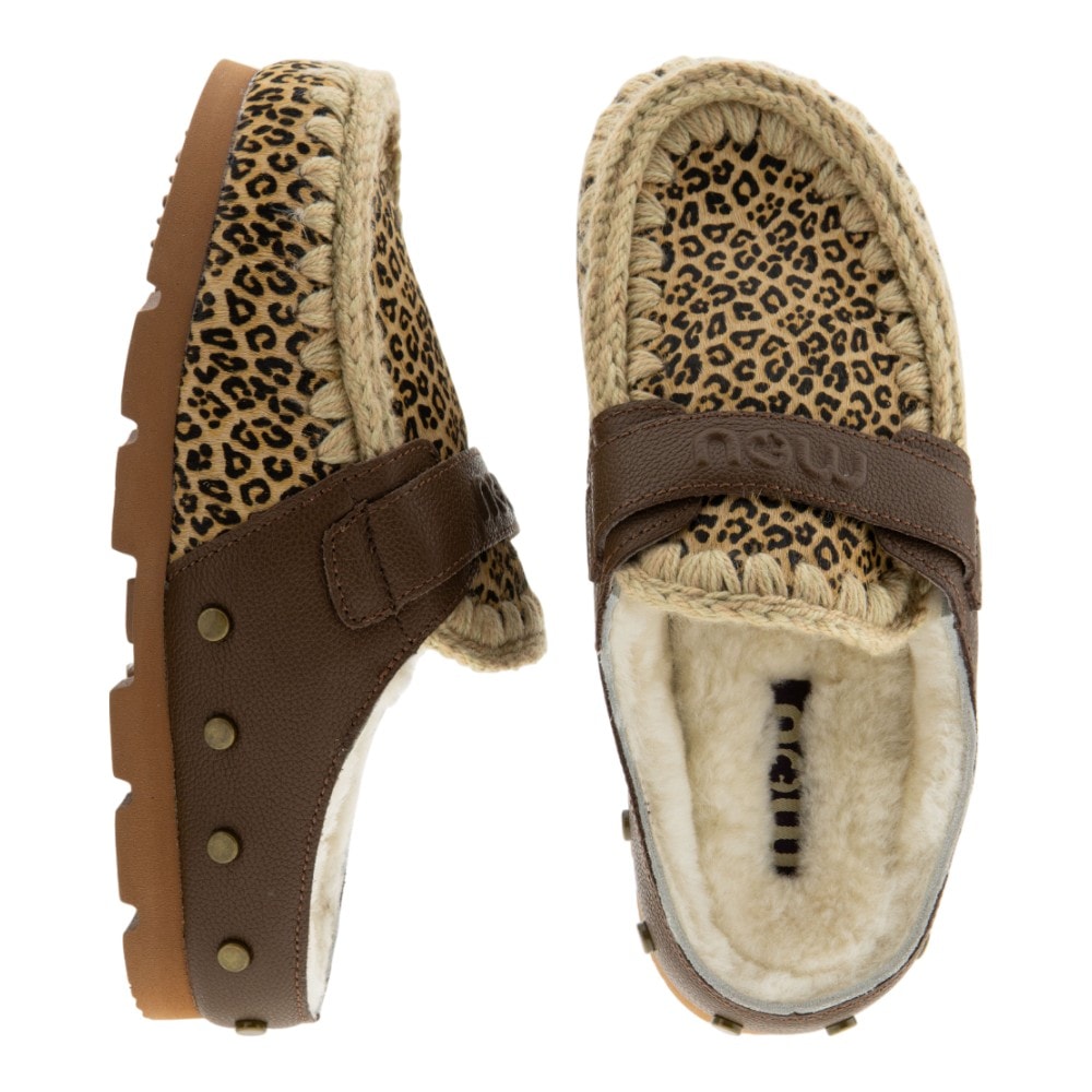 Zuecos borreguillo leopardo Mou con suela gruesa foto 2
