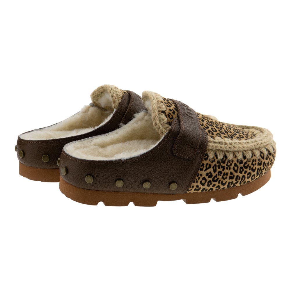 Zuecos borreguillo leopardo Mou con suela gruesa foto 4