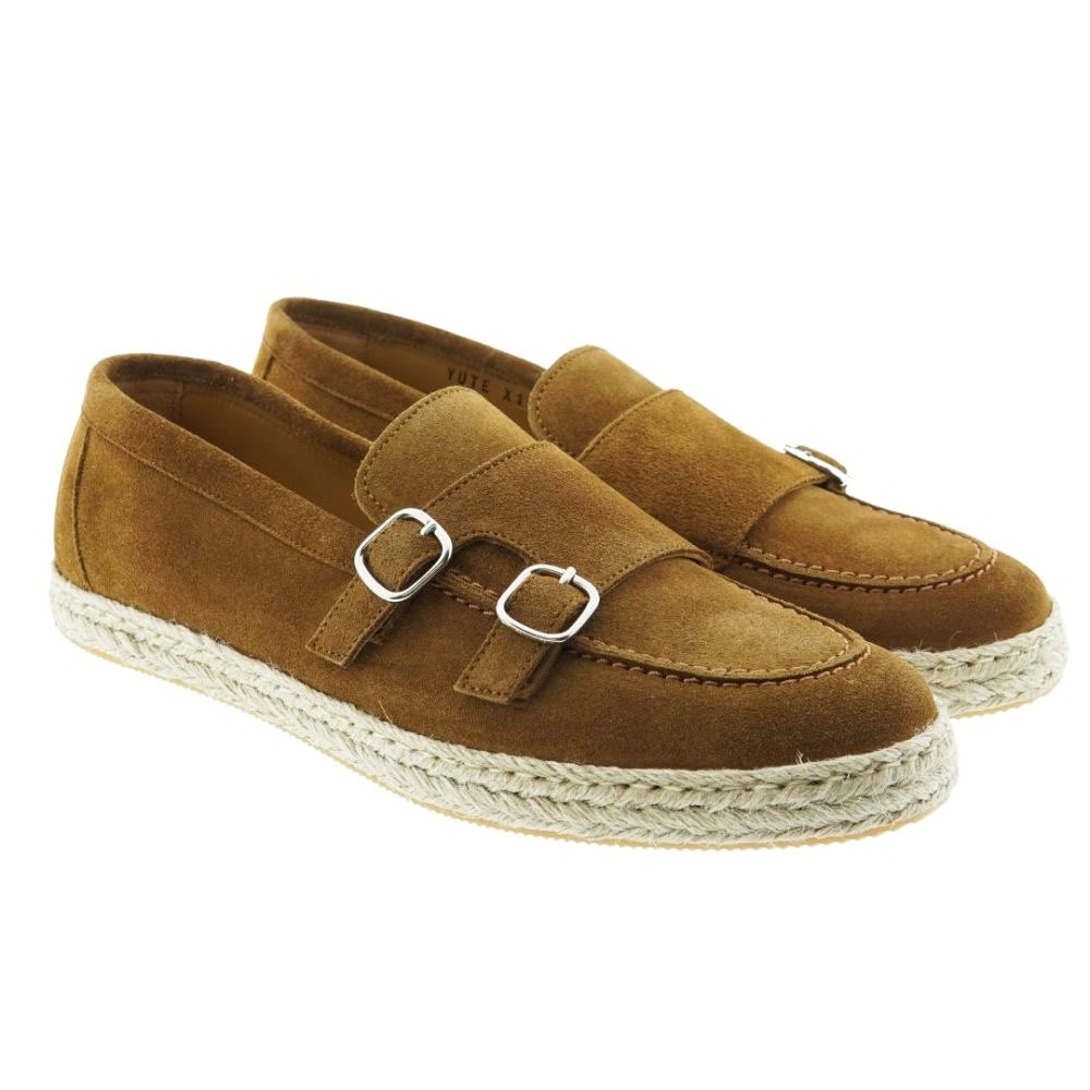 Mocasines hombre ante dos hebillas suela cáñamo Calce X1187