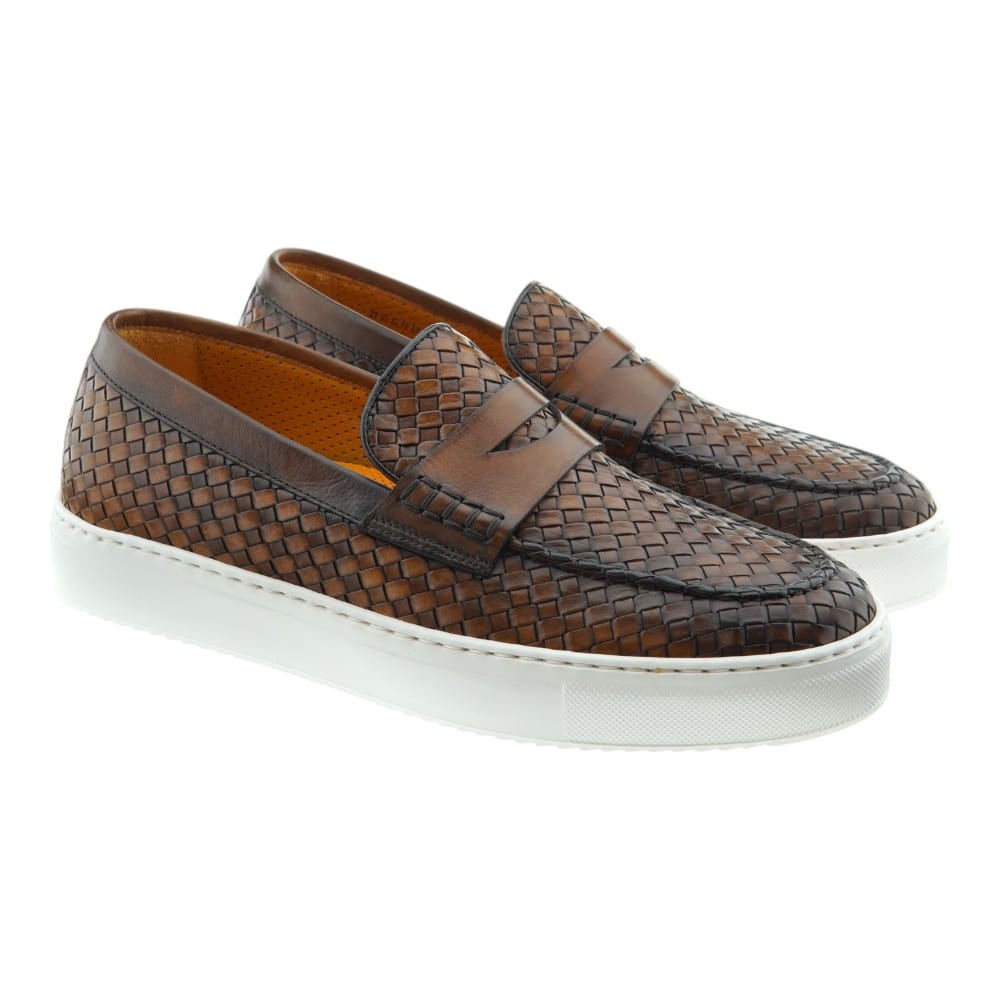 Mocasines Hombre Piel Trenzada Cuero Calce X1578