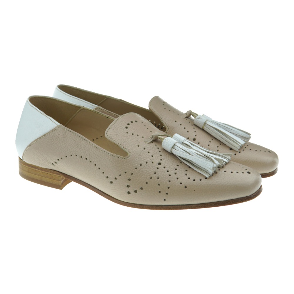 Mocasines mujer piel picado adorno borlas Calce X1683