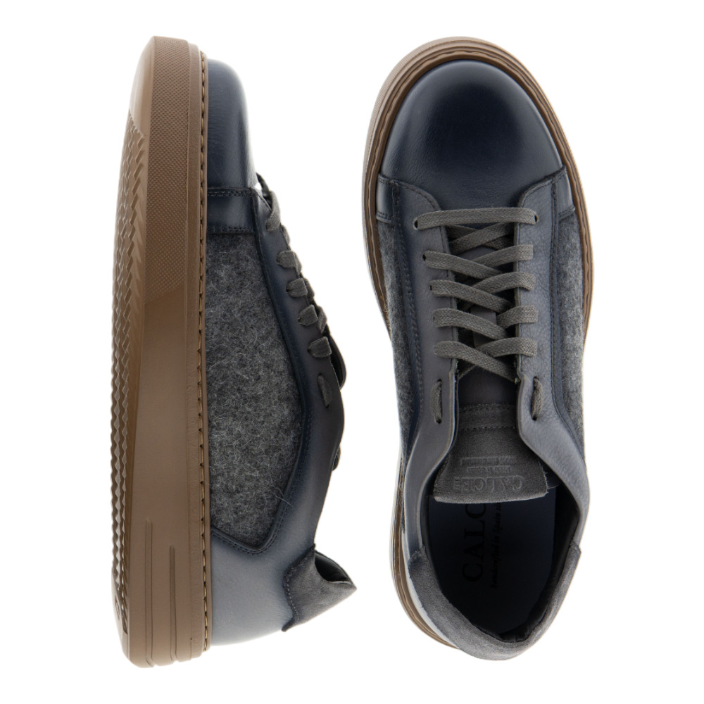 Zapatillas casual hombre grises Calce piel y fieltro foto 2