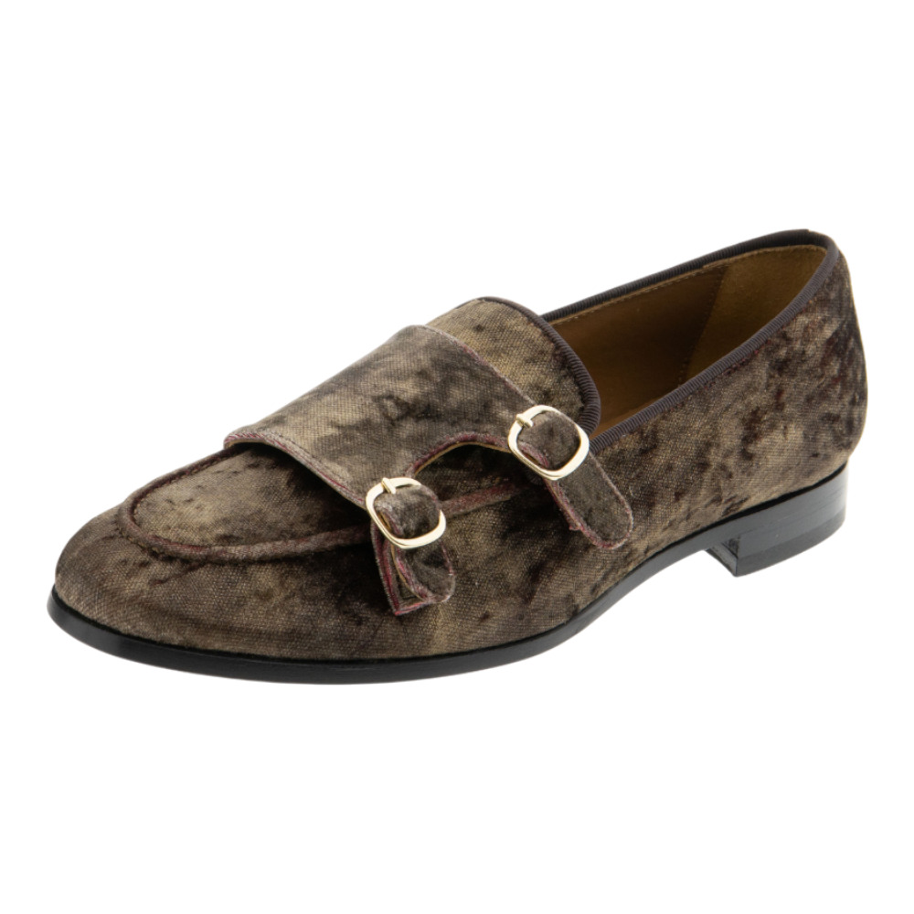 Mocasín con hebilla mujer terciopelo marrón - Calce foto 3