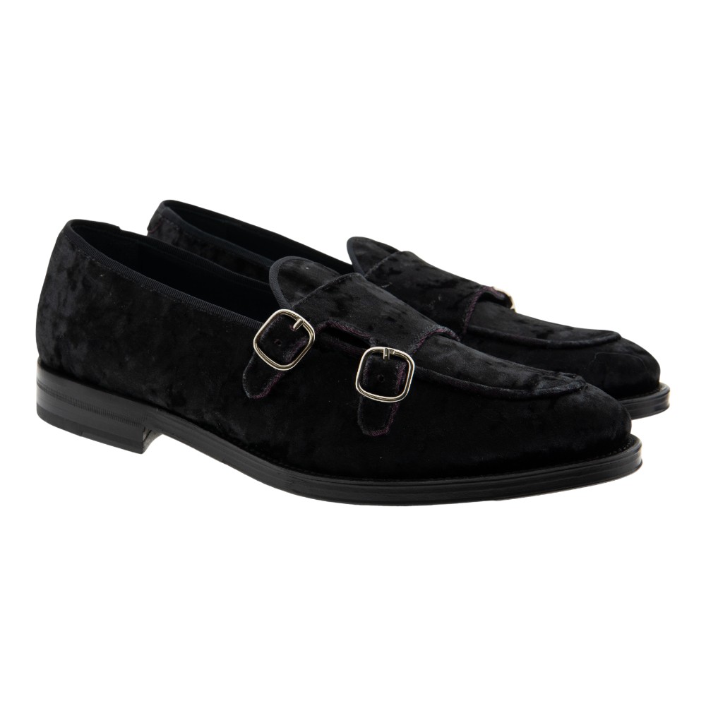 Zapatos hombre hebillas negros terciopelo Calce X2214