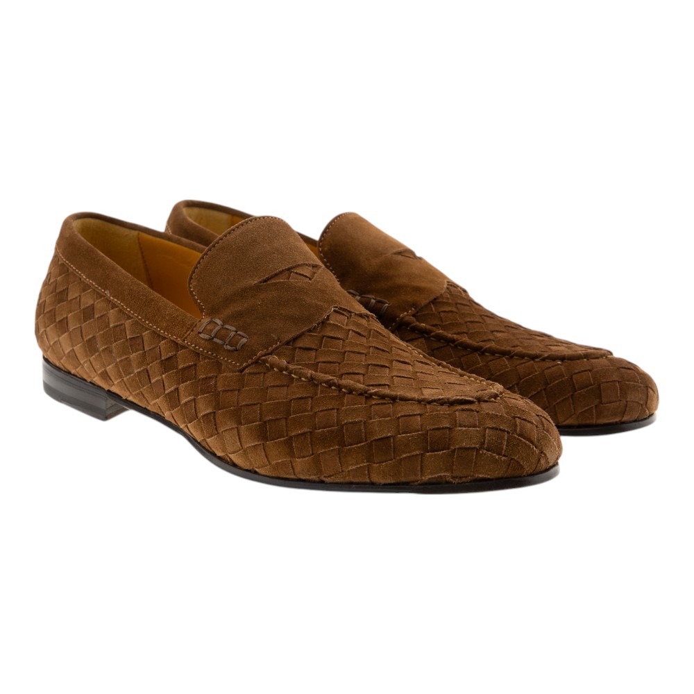 Mocasines hombre marrón serraje trenzado Calce X2220