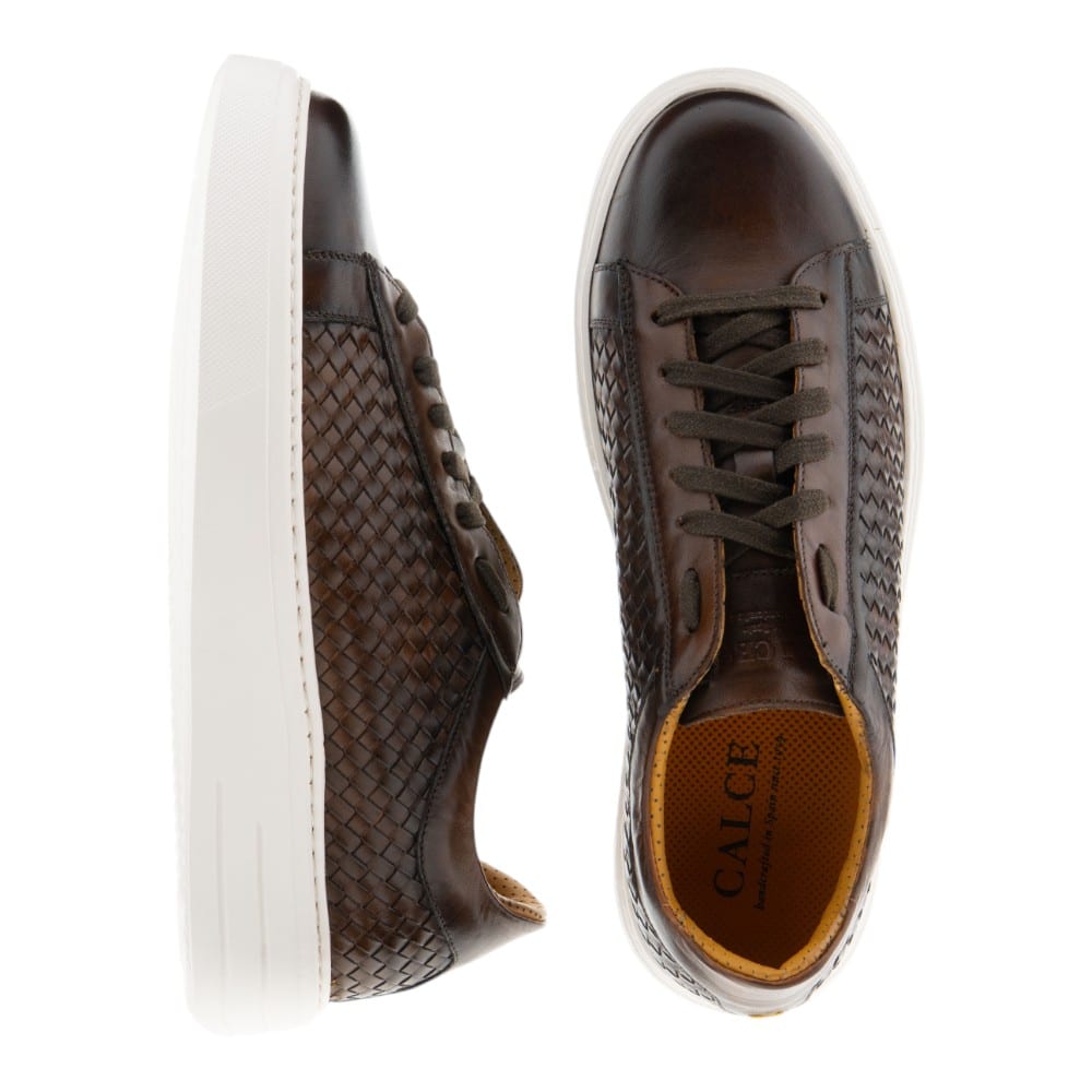 Zapatilla casual hombre Calce marrón de piel trenzada - Gallery Carrile foto 2