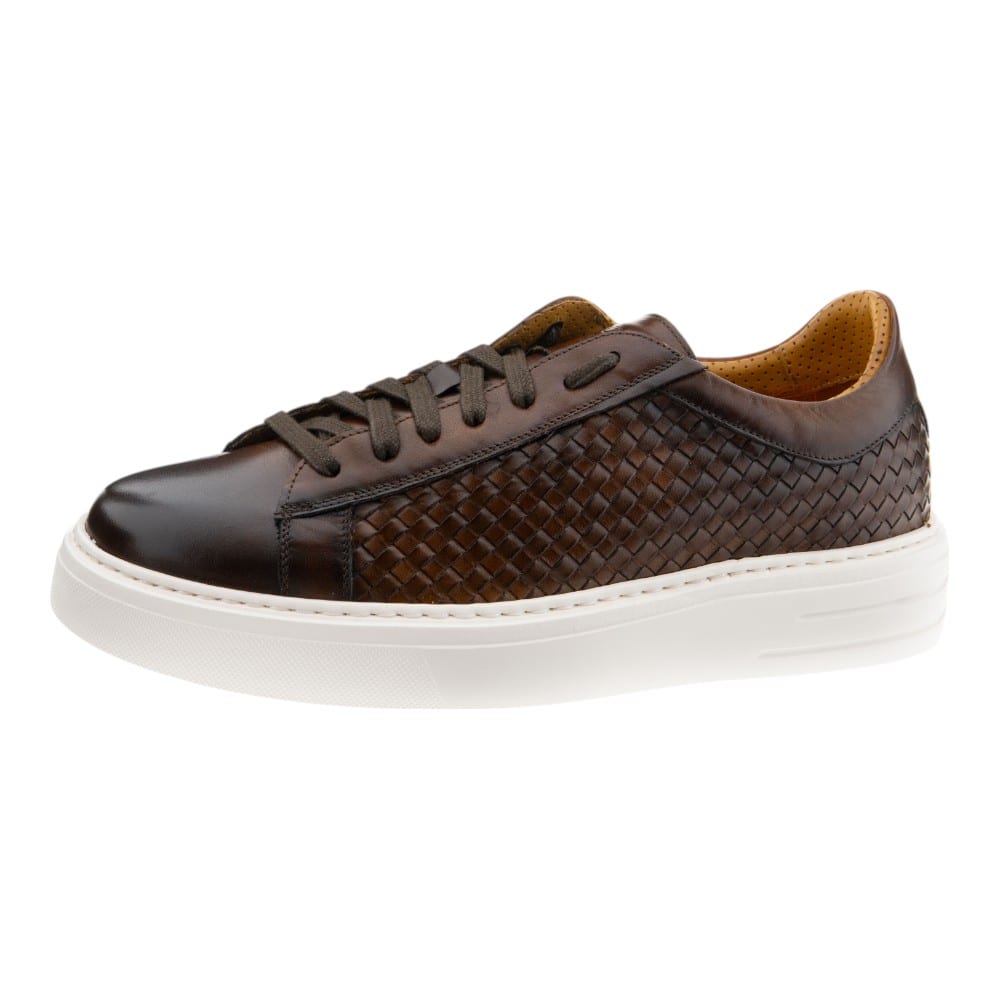 Zapatilla casual hombre Calce marrón de piel trenzada - Gallery Carrile foto 3