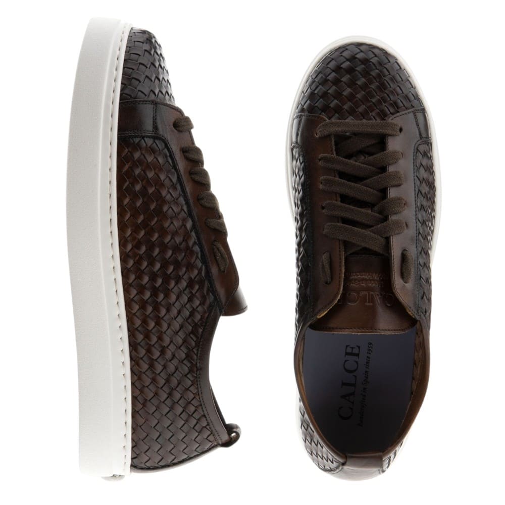 Zapatillas piel cuero trenzadas hombre Calce color cuero foto 2
