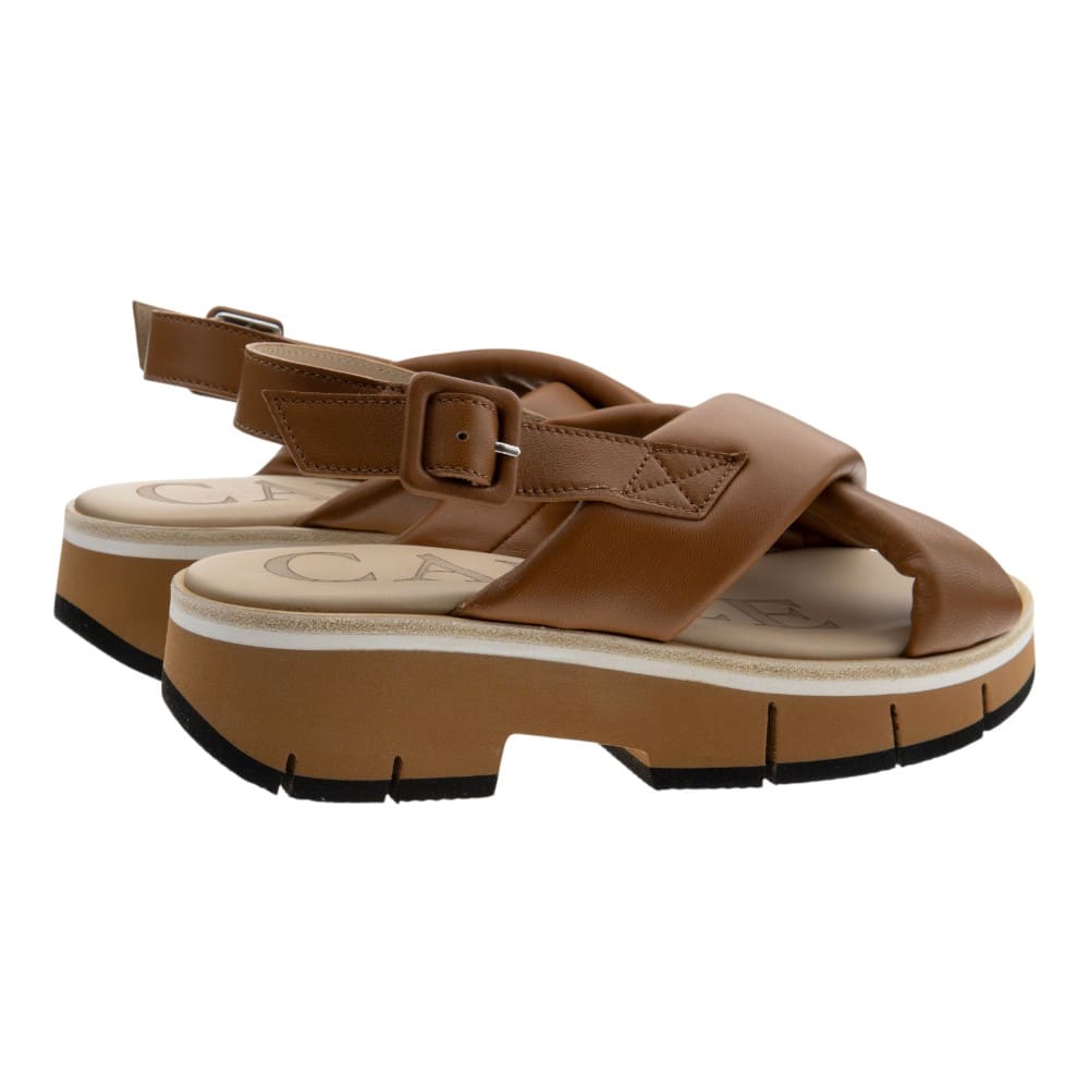 Sandalias cuero mujer plataforma Calce color cuero foto 4