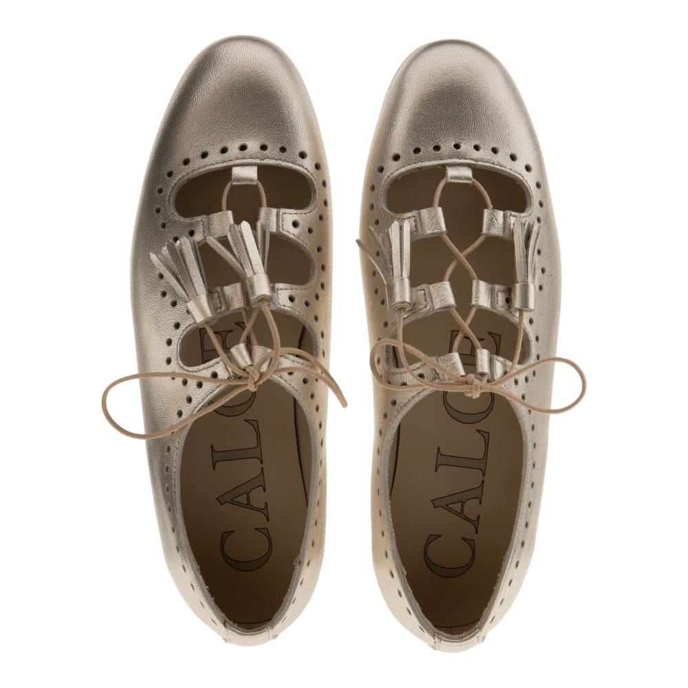 Blucher dorado mujer Calce | Zapato piel metalizada foto 2
