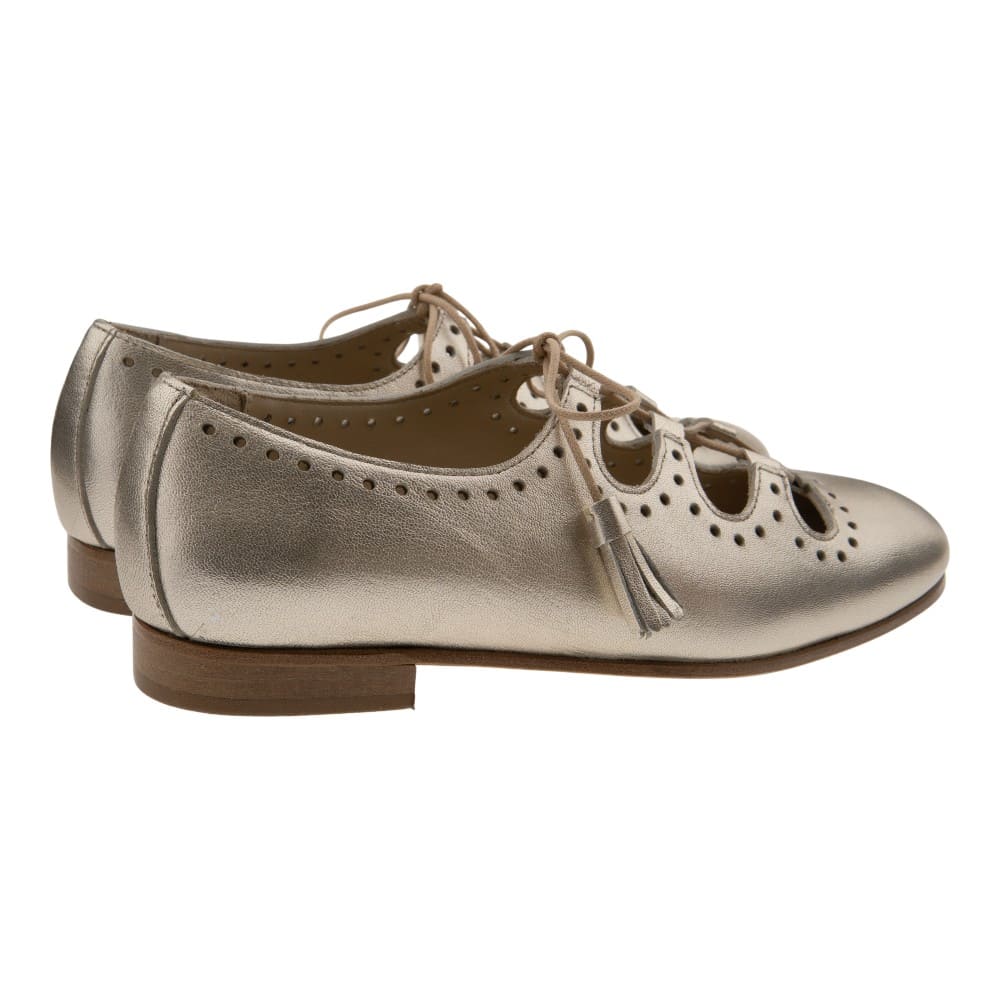 Blucher dorado mujer Calce | Zapato piel metalizada foto 4