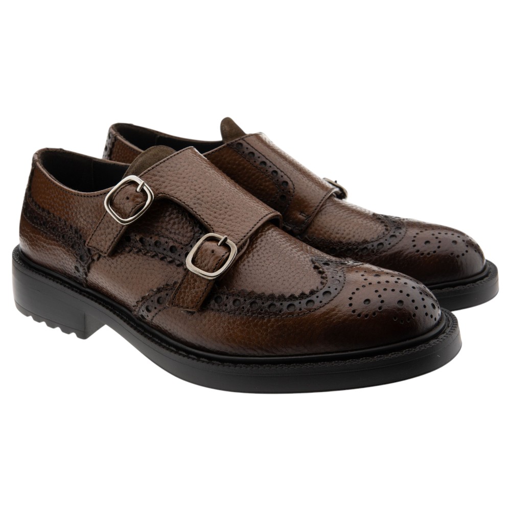 Zapato Monk dos hebillas picado caballero Calce X2624