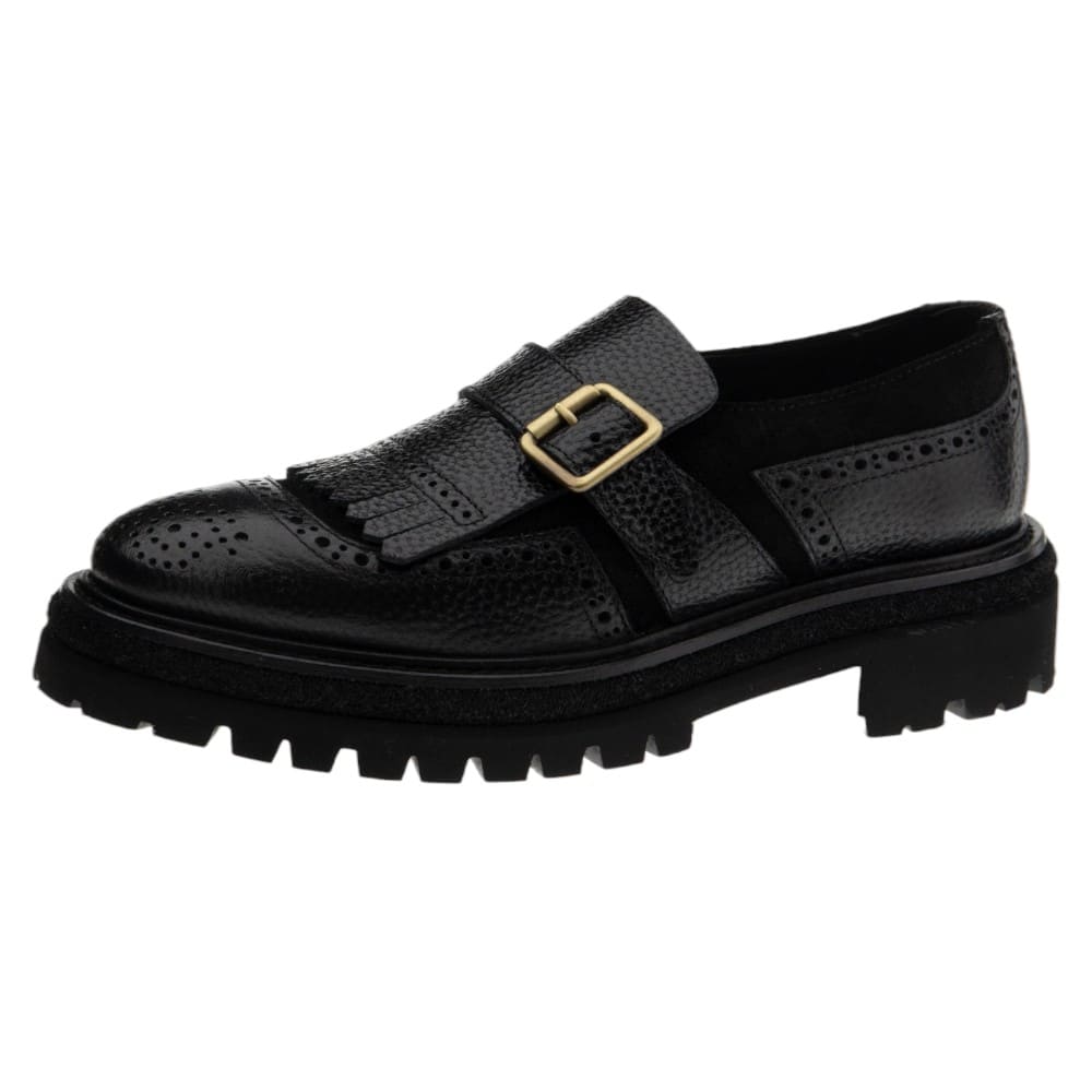 Blucher mujer negro flecos y hebilla Calce foto 3