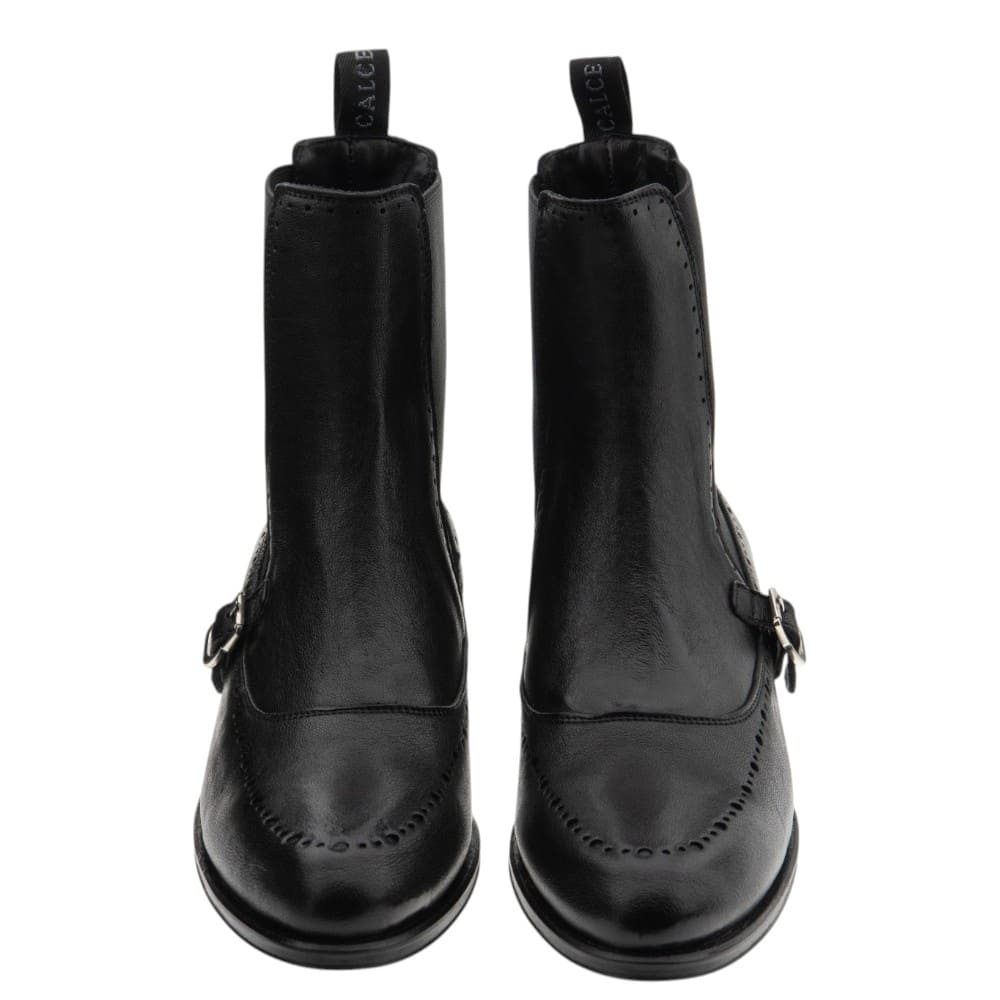 Botines Piel Negros Mujer Hebilla Calce foto 2