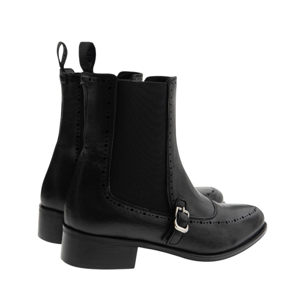 Botines Piel Negros Mujer Hebilla Calce foto 4